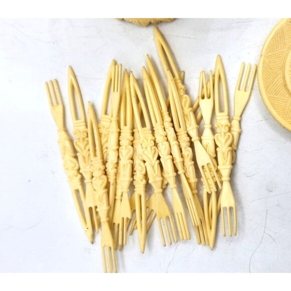 Rose Trellis Celluloid Plastic Container For Hors d'oeuvres Forks - Picture 4 of 6